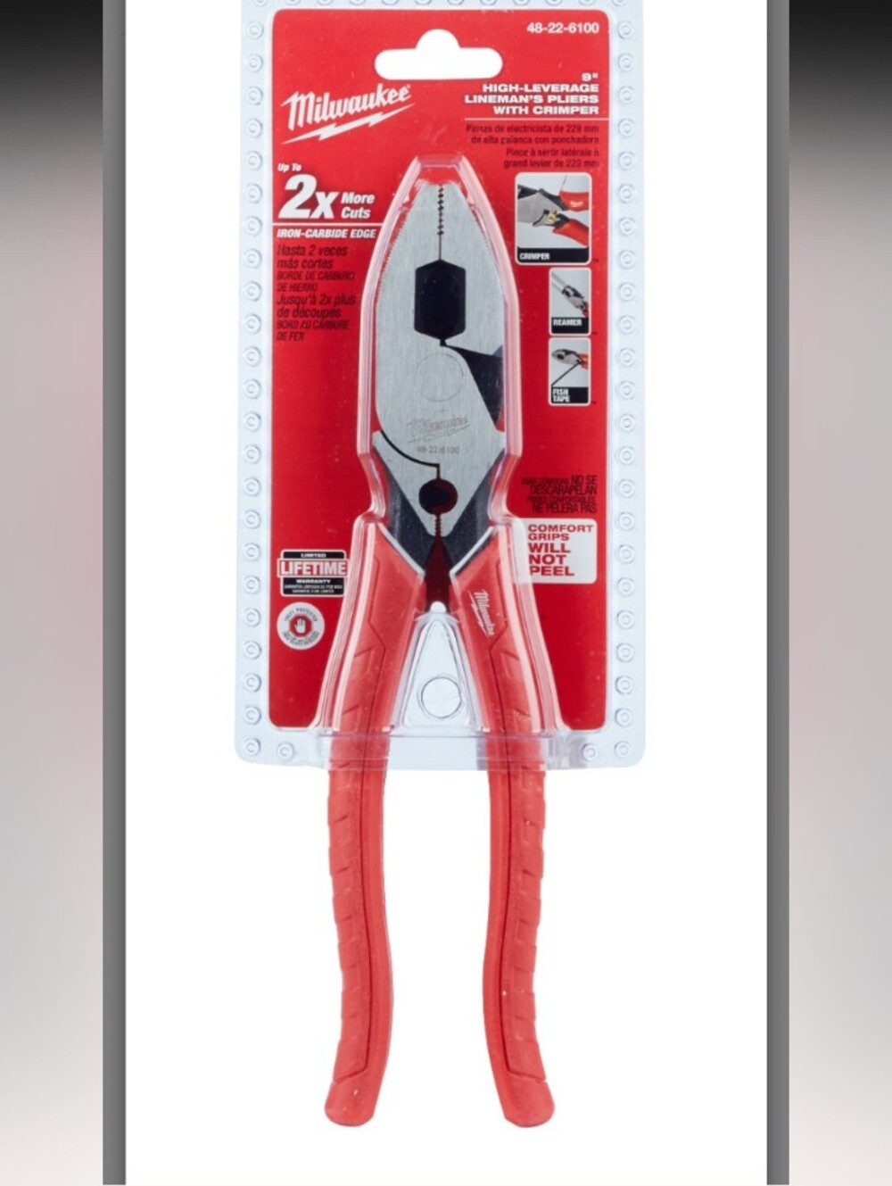 NIB-Milwaukee 48-22-6100 9" High Leverage Lineman's Pliers w/ Crimper